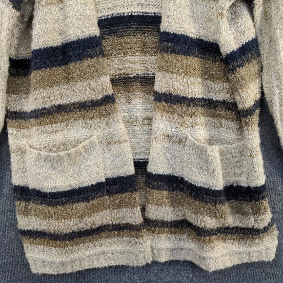 Knox Rose Women's Open Front Cardigan Knit Sweater Multi Large Striped Pockets - Picture 4 of 12